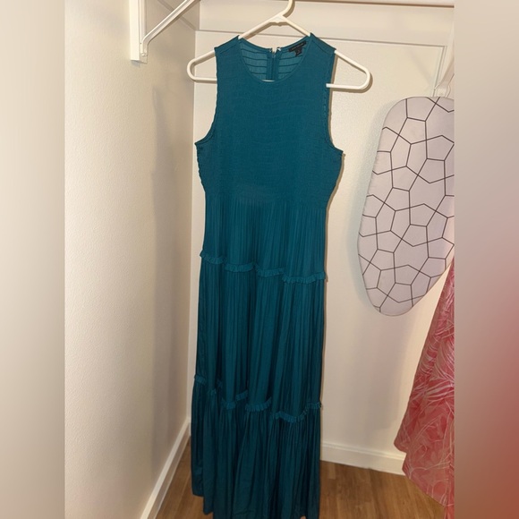 Ann Taylor Smocked Bodice Sleeveless Maxi Dress Emerald Green Size 4 - Picture 16 of 16